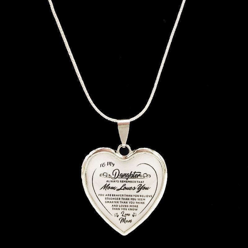 Necklace To my Daughter lovedad Peach Heart Alloy
