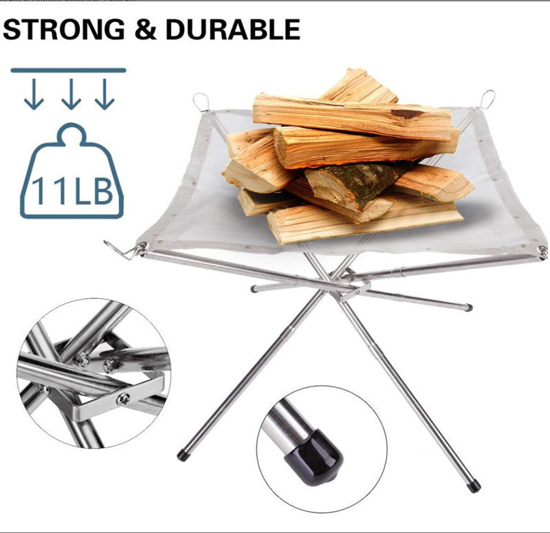 Folding Campfire Rack Outdoor Camping Incinerator Barbecue