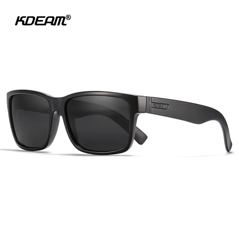 KDEAM 2021 New All Black Square Polarized Sunglasses Men Flat Top Designer Polaroid Glasses Accessories Included CE