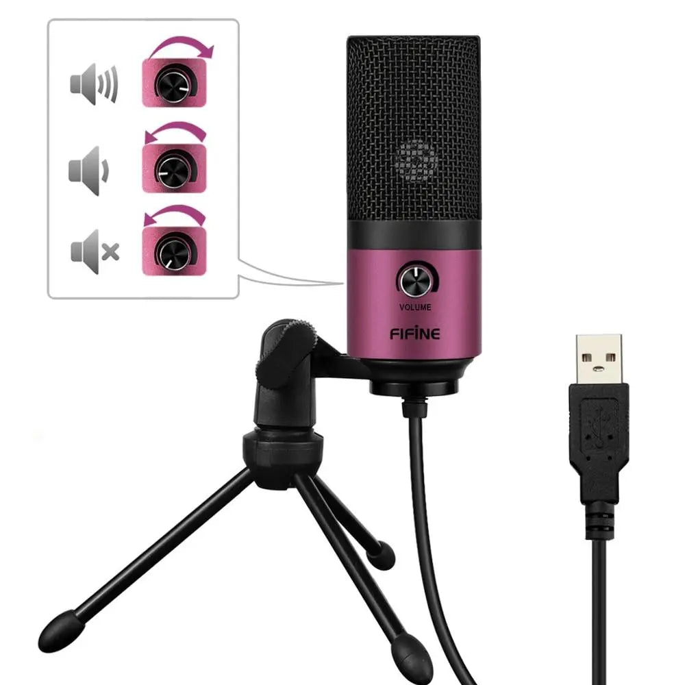 Fifine Metal USB Condenser Recording Microphone For Laptop Windows Cardioid Studio Recording Vocals Voice Over,Video-K669