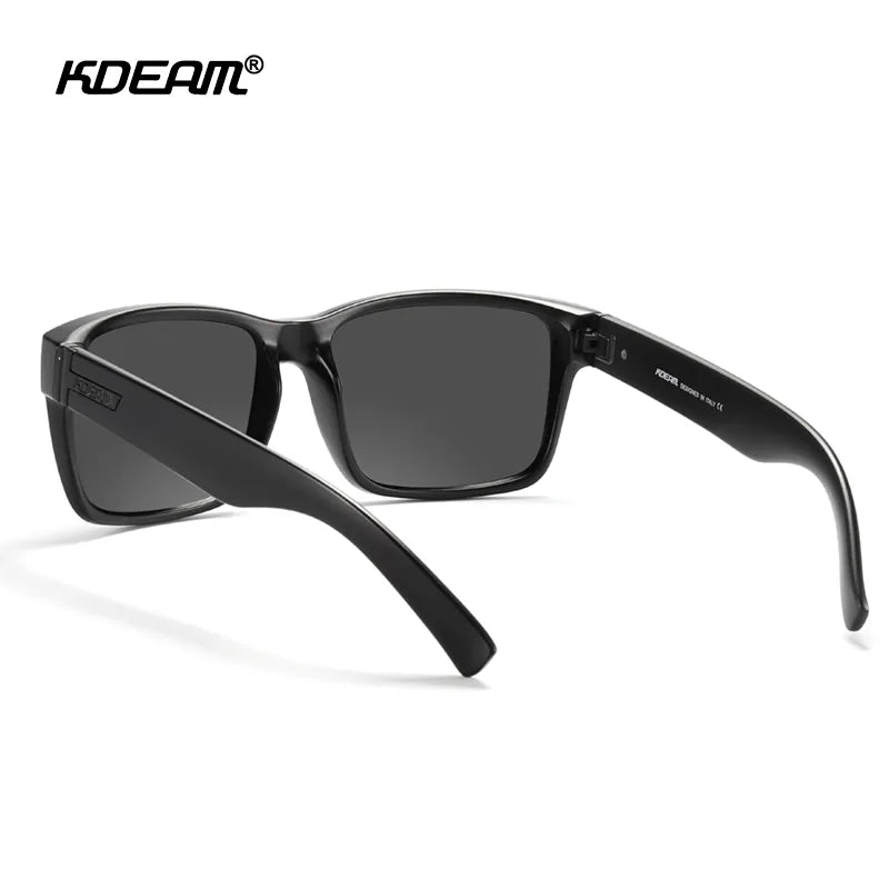 KDEAM 2021 New All Black Square Polarized Sunglasses Men Flat Top Designer Polaroid Glasses Accessories Included CE