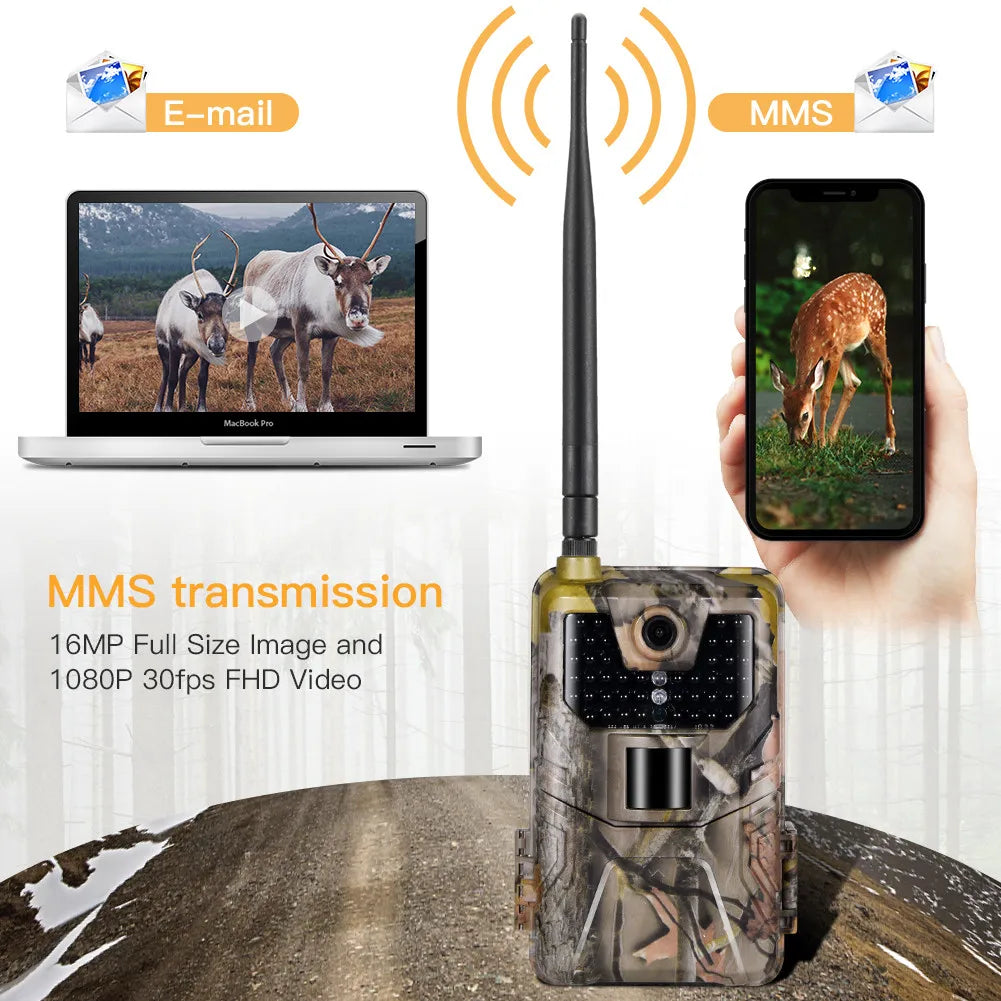 2G MMS SMTP Trail Camera Email Wildlife Hunting Cameras Cellular Wireless 20MP 1080P Night Vision Photo Trap HC900M