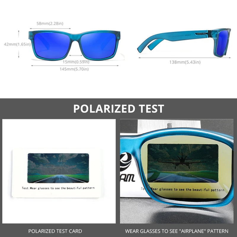 KDEAM 2021 New All Black Square Polarized Sunglasses Men Flat Top Designer Polaroid Glasses Accessories Included CE
