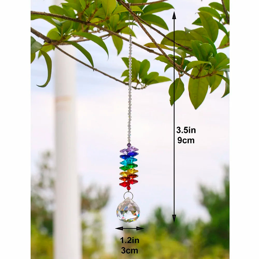 H&D Chakra Crystal Suncatcher Chandelier Crystal Ball Prisms Pendant Rainbow Maker Window Hanging Ornament Home Wedding Decor