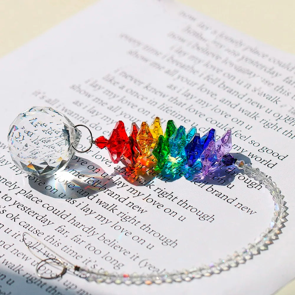 H&D Chakra Crystal Suncatcher Chandelier Crystal Ball Prisms Pendant Rainbow Maker Window Hanging Ornament Home Wedding Decor