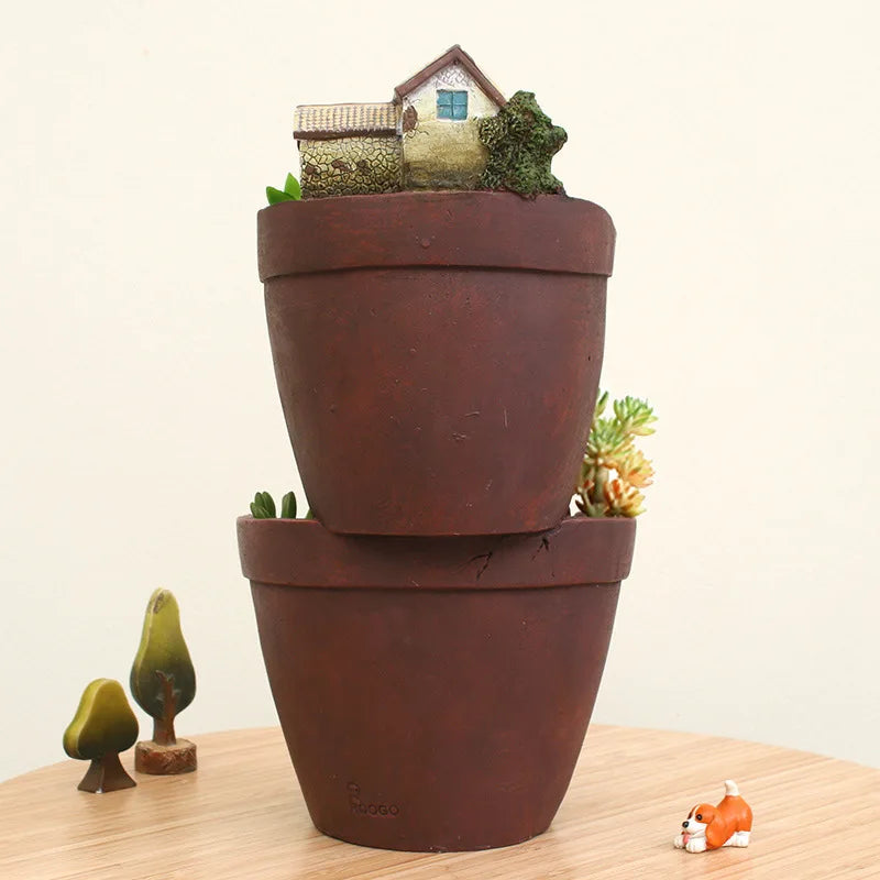 Creative Flower Pot for Mini Succulents Plants Pots Resin Planter for Bonsai Fairy Garden Home Garden Desktop Decoration