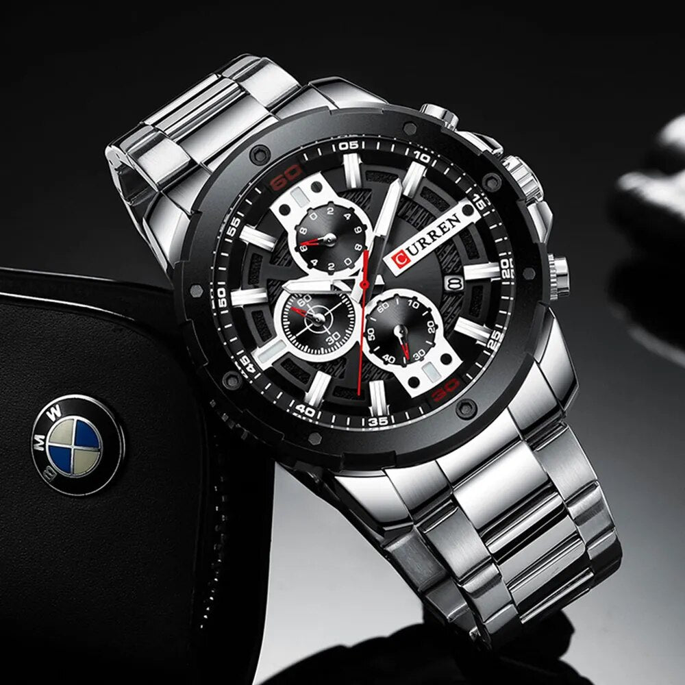 CURREN Luxury Quartz Wristwatch Men Sport Watches Relogio Masculino 8336 Stainless Steel Band Chronograph Clock Male Waterproof