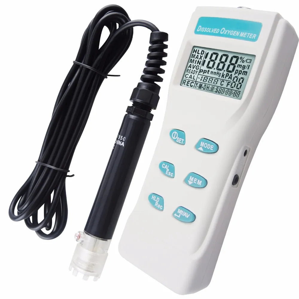 Dissolved Oxygen DO Meter Tester Professional Digital Large LCD Display 0~199.9% / 0~19.99 PPM / 0~19.99 mg/I Range