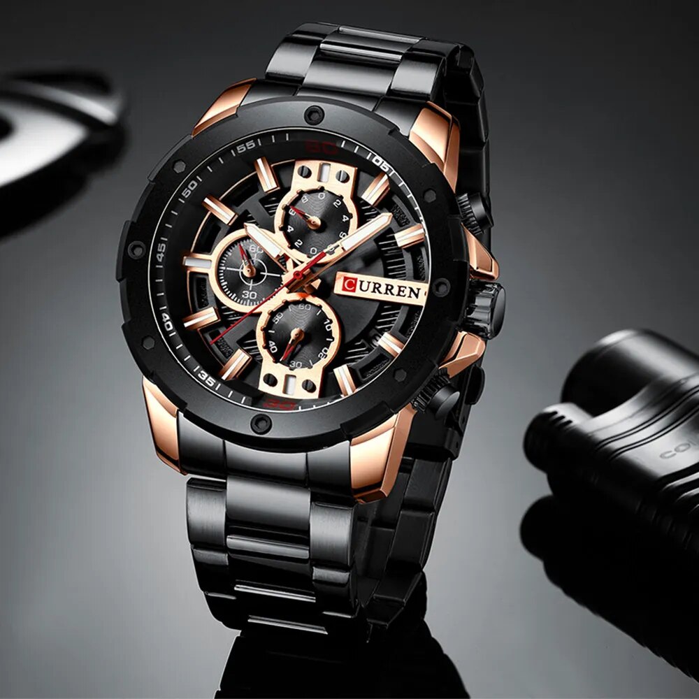 CURREN Luxury Quartz Wristwatch Men Sport Watches Relogio Masculino 8336 Stainless Steel Band Chronograph Clock Male Waterproof