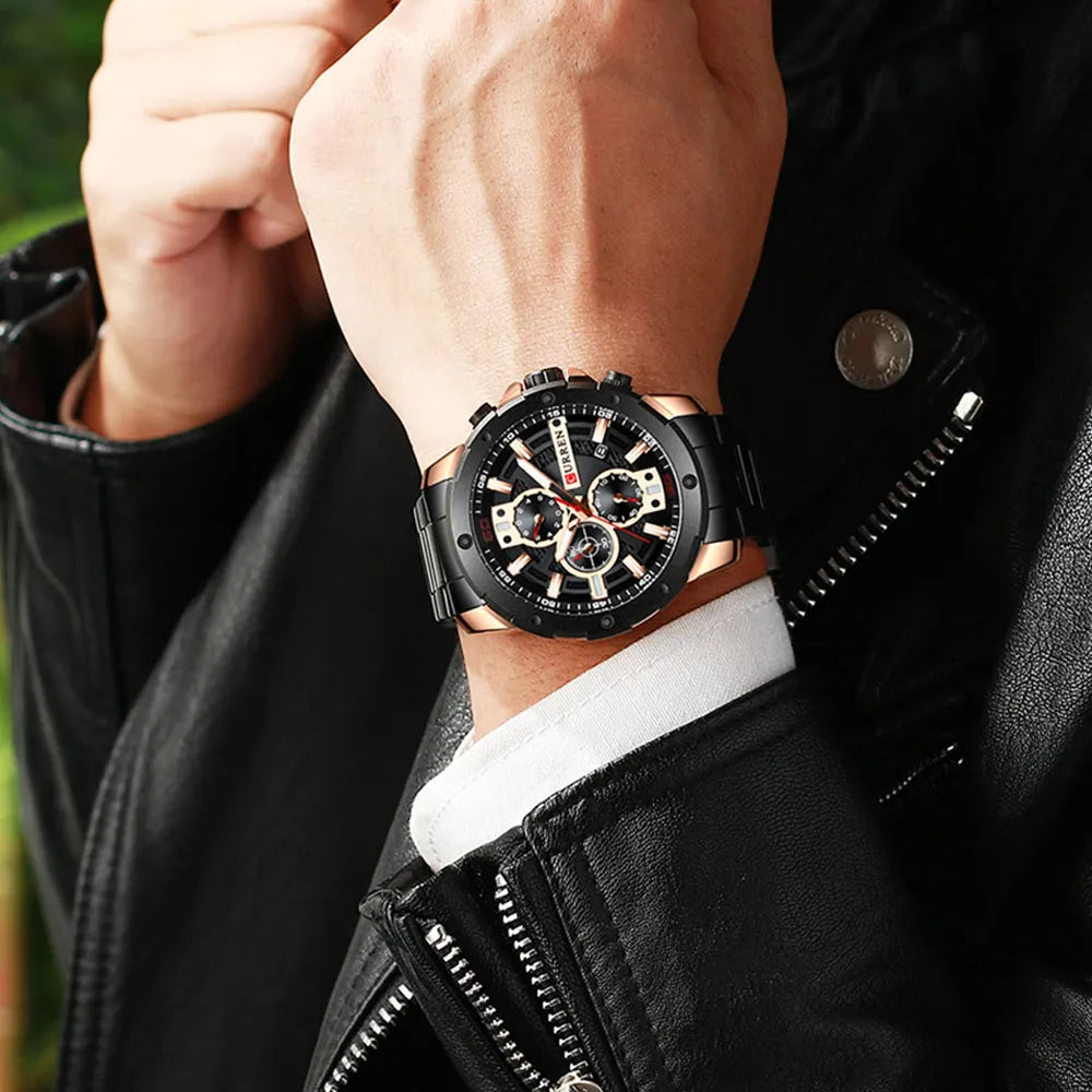 CURREN Luxury Quartz Wristwatch Men Sport Watches Relogio Masculino 8336 Stainless Steel Band Chronograph Clock Male Waterproof