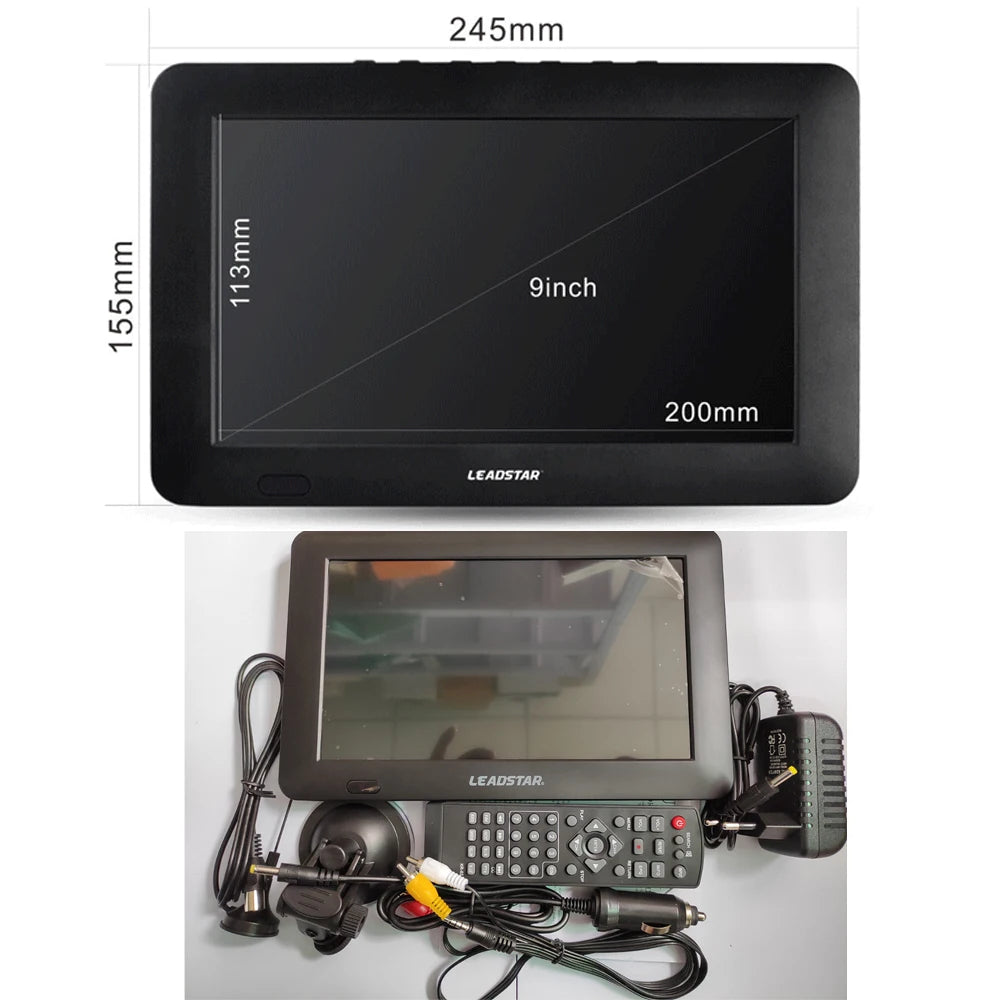 LEADSTAR 9 inch Portable TV DVB-T2 ATSC ISDB-T tdt Digital and Analog mini small Car Television Support USB TF PVR MP4 H.265 AC3