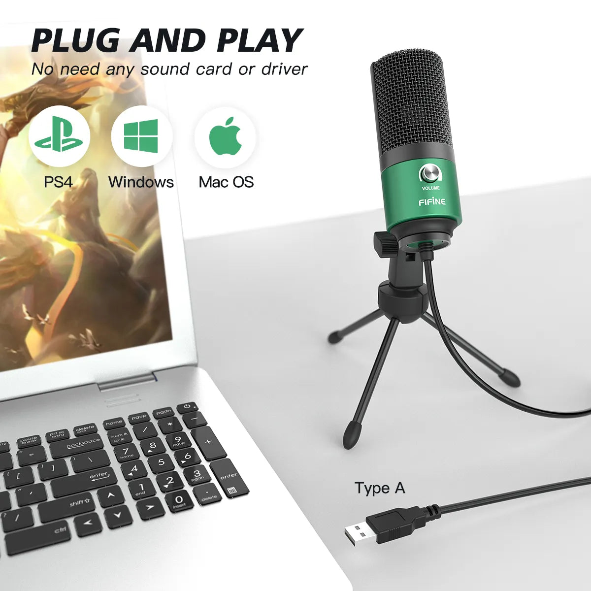 Fifine Metal USB Condenser Recording Microphone For Laptop Windows Cardioid Studio Recording Vocals Voice Over,Video-K669