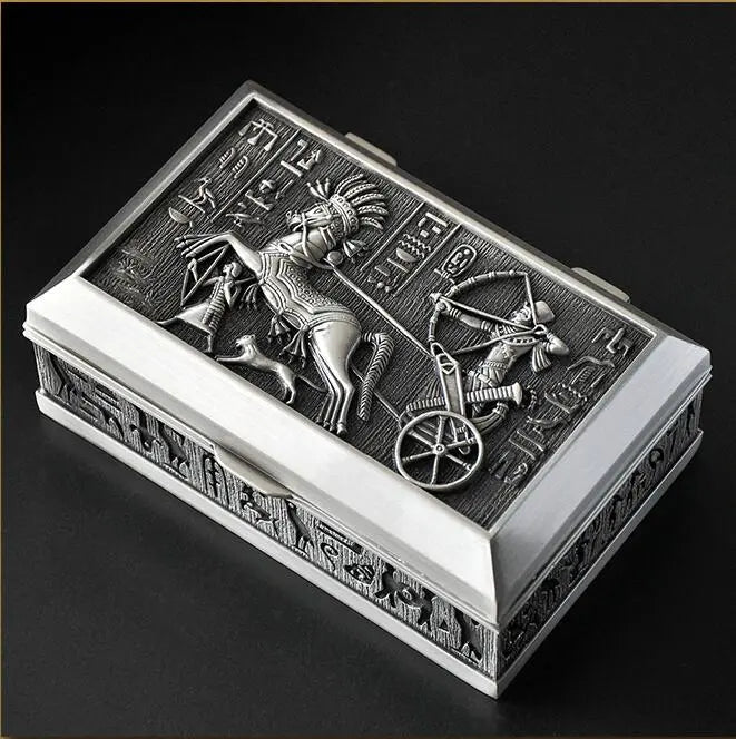 Egyptian Style Sall Size Alloy Metal Jewelry Storage Box Earring Storage Container Tin Box For Girl's Gift Z037