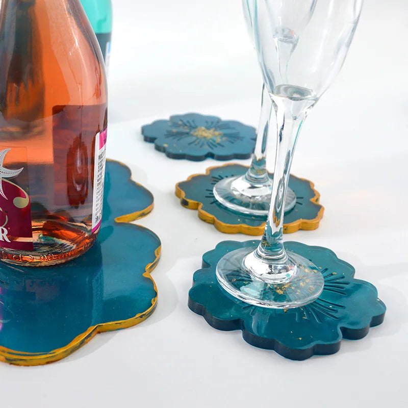 Flower Tea Cup Pad Molds Set DIY Handmade Crystal Big Flower Plate Clay Epoxy uv Resin Mold Silicone Craft Mold Art Home Decorat