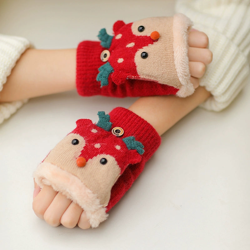 Female Student Writing Finger-Exposed Half Winter Warm Gloves