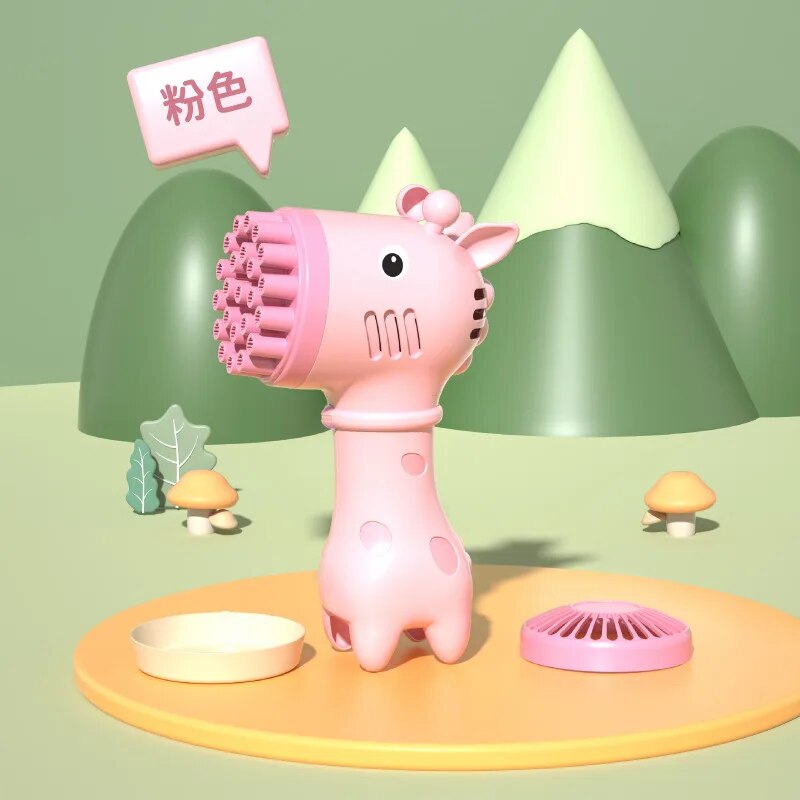 Cute Giraffe Bubble Maker Machine Cartoon Protable Outdoor Kids Bubble Machine Toys Children Toy(Not Include AA Batteries)