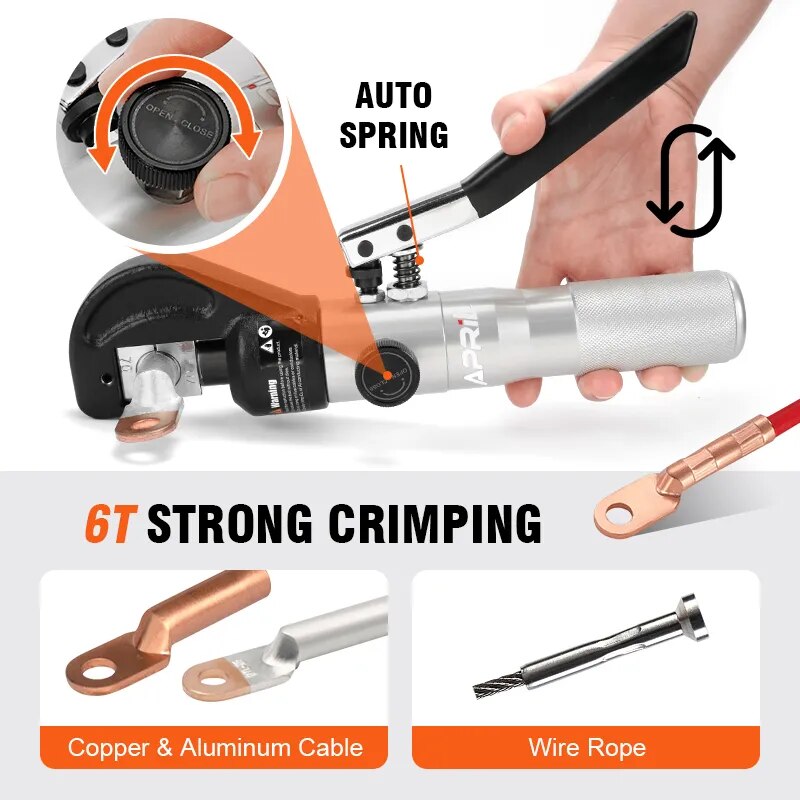 Hydraulic Crimping Tool APR-70 Cable Lug Crimper Plier 4-70mm2 Compression Tool Pressure 5-6T Press Copper Aluminum Terminal