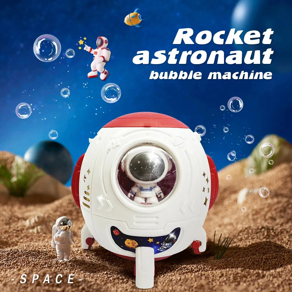 Automatic Bubble Machine Rocket Bubble Shape Blower Astronaut Pomperos Soap Bubbles Maker Electric Outdoor Toy Children Day Gift