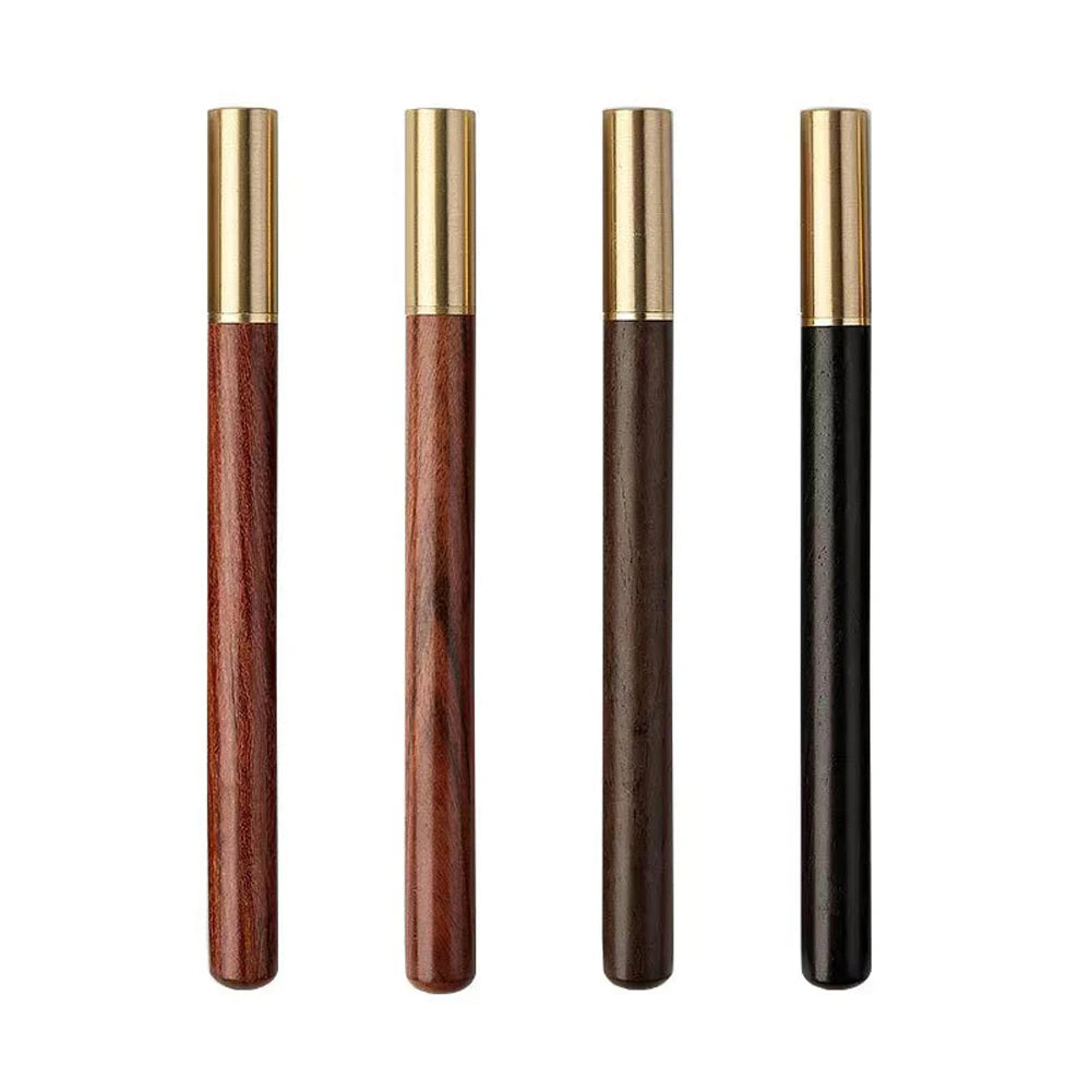 1+10Pcs/Set Vintage Wood Body Ballpoint Pen Brass Ball Roller Pen Metal Cap BallPen Stationery School Business Gifts Supplies