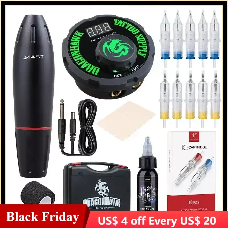 Tattoo Kit Professional Tattoo Rotary Pen Machine Set Permanent Makeup Cartridge Needle Tattoo Body Art