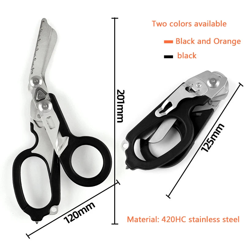 6 In1 Multifunction Medical Emergency Response Shears Foldable Scissors Tactical Pliers Outdoor Survival Tool Camping Equipment