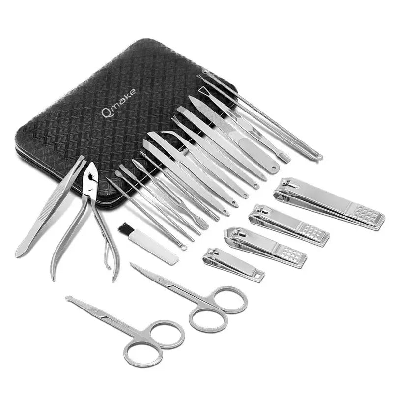 Qmake 23P Manicure Sets complete nail stretching kit manicura accesorios nail clipper Pedicure Tools All nail products manucure