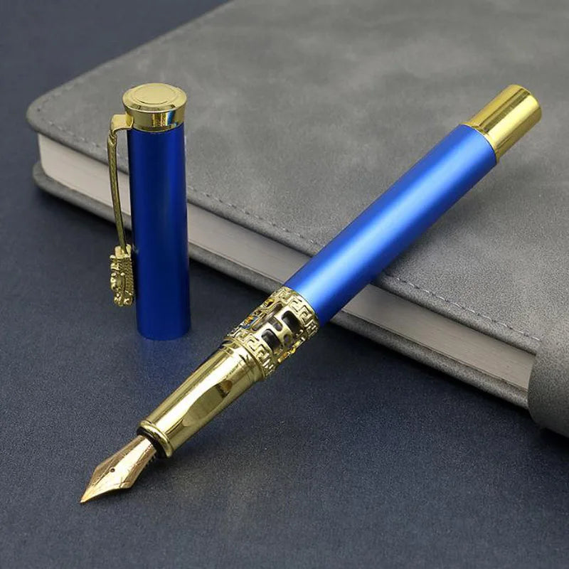 Luxury 707 Metal Fountain Pen Blue hollow out Sculpture Business Stationery Office Supplies Calligraphy Ink Pens New