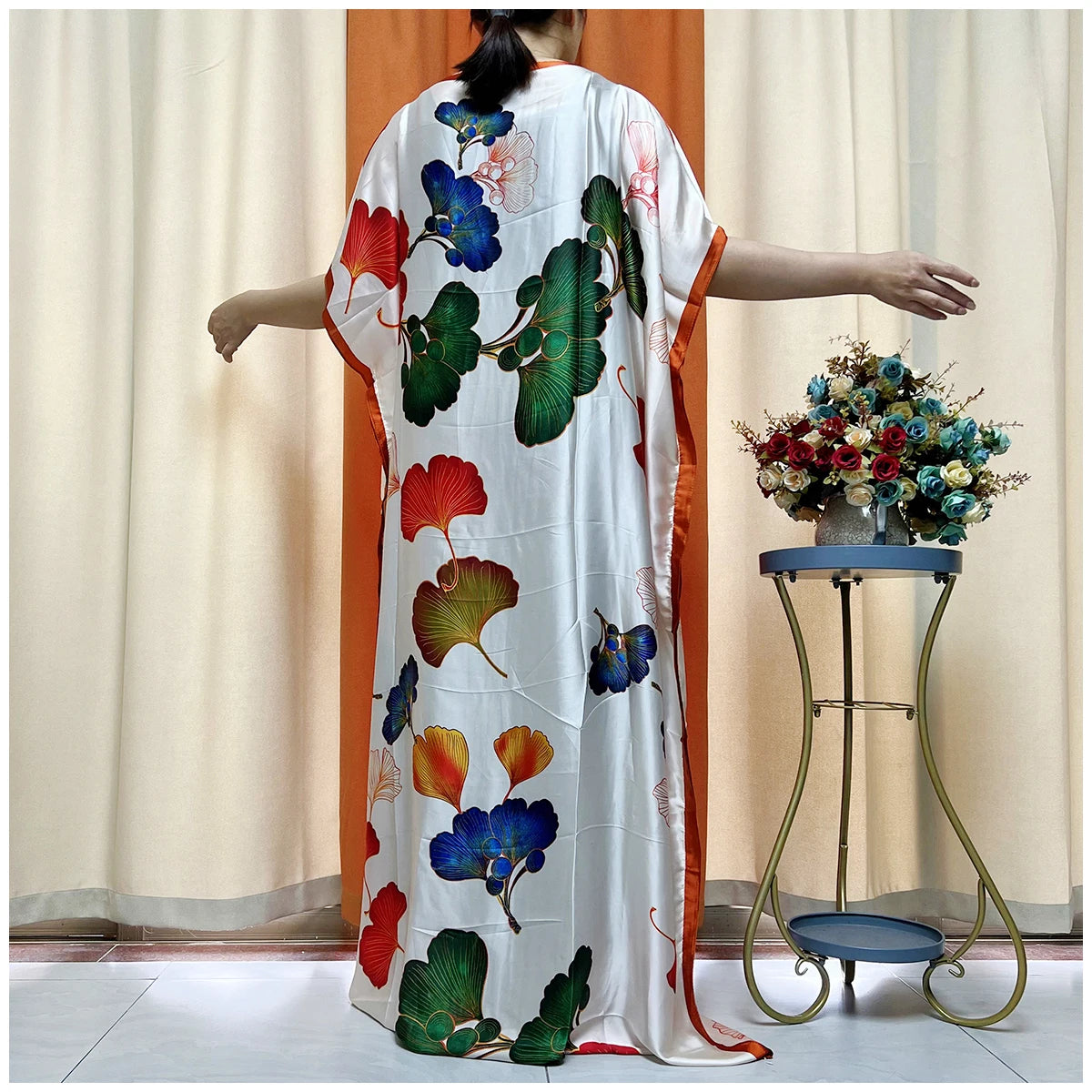 2024 Fashion Print Islam Turkey Loose Elegant Femme Robe New Silk Oversize African Women Clothing Dubai Dashiki Abaya Free Size