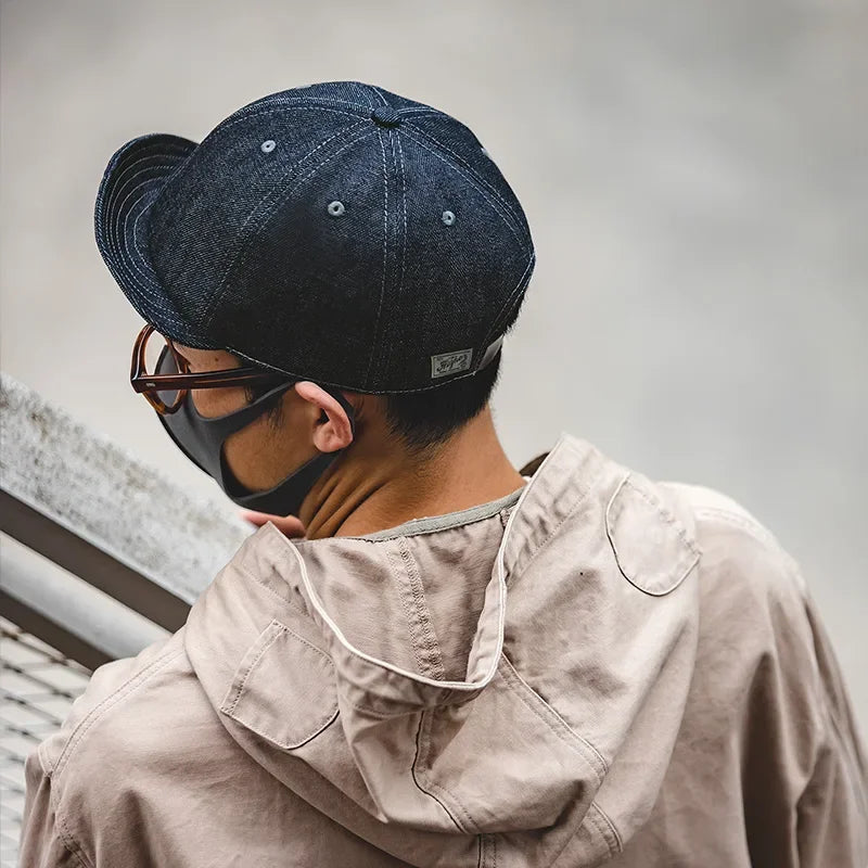 Maden Oversize Men's Denim Golf Caps Casual Newsboy Hat Amekaji Retro Beret Wild Hats Uncle Fu Unisex Vintage Flip Octagonal Cap