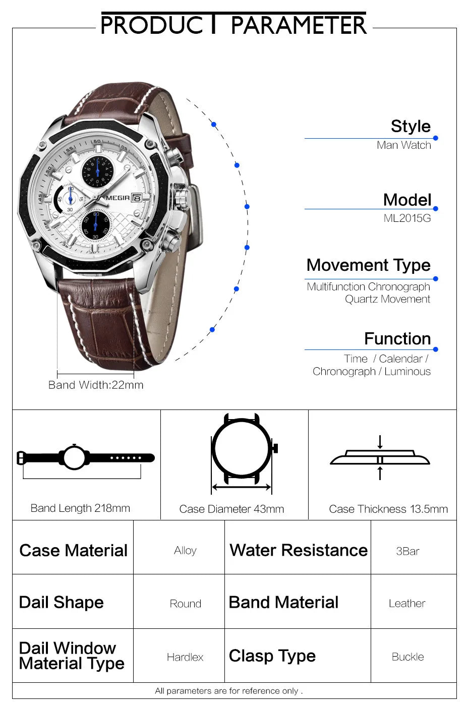 MEGIR Quartz Men Watches Fashion Leather Male Sport Chronograph Watch Clock for Male Students Wristwatch Calendar Reloj Hombre