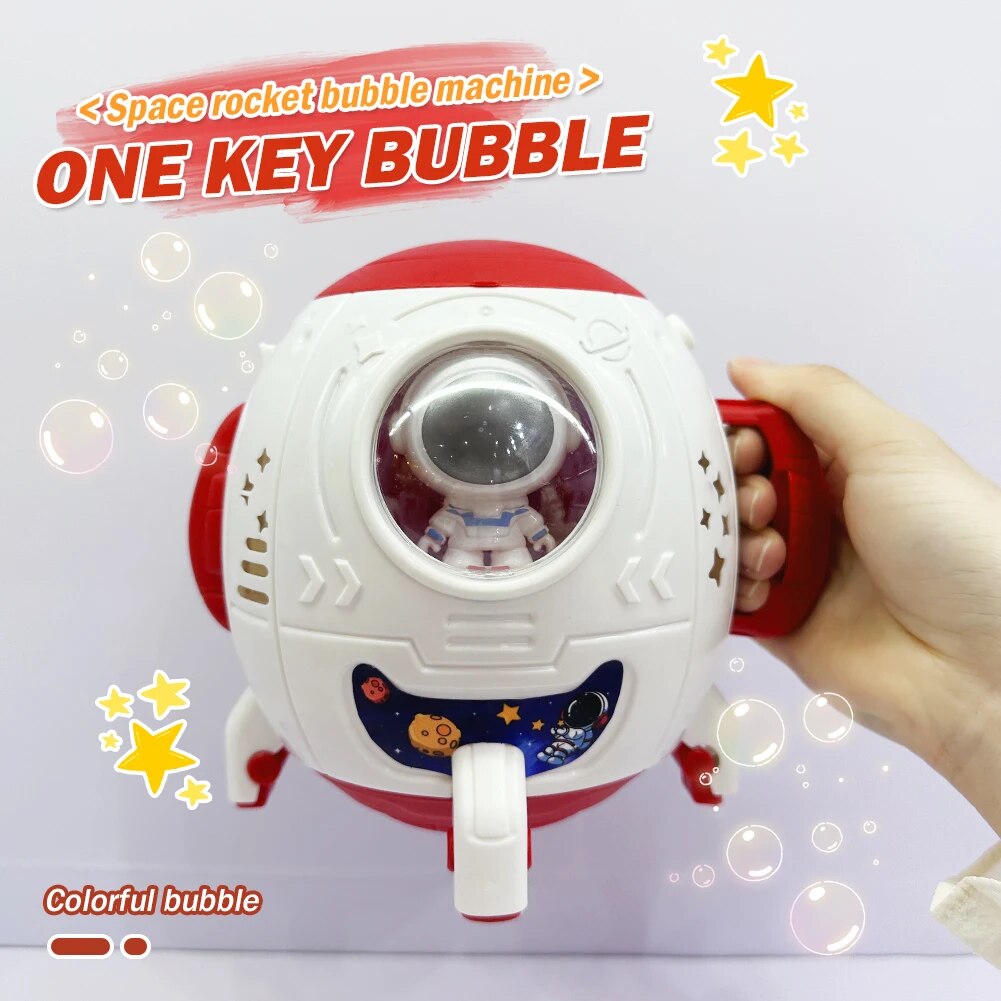 Automatic Bubble Machine Rocket Bubble Shape Blower Astronaut Pomperos Soap Bubbles Maker Electric Outdoor Toy Children Day Gift