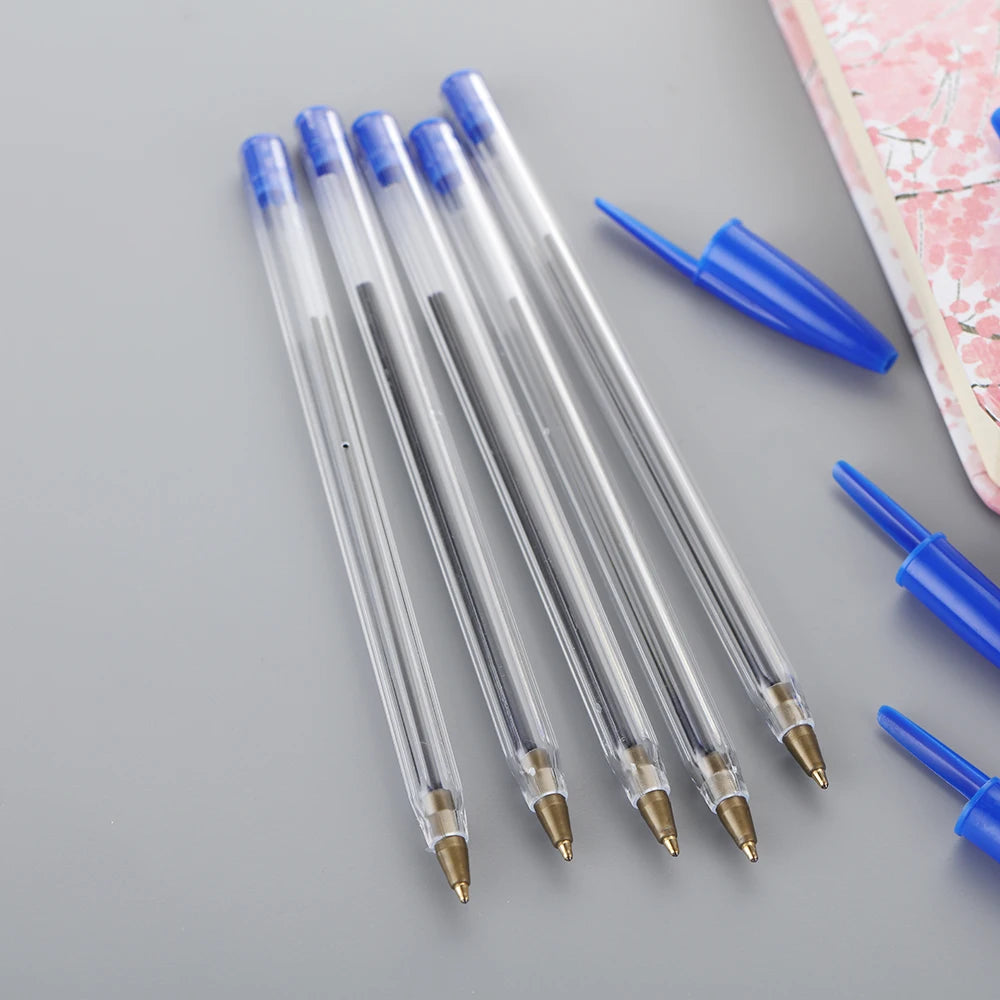6/11 Pcs 1.0mm Ballpoint Pens Blue Black Plastic Ball Point Pens Student Gift School Office Supplies Long Lasting Smooth Writing