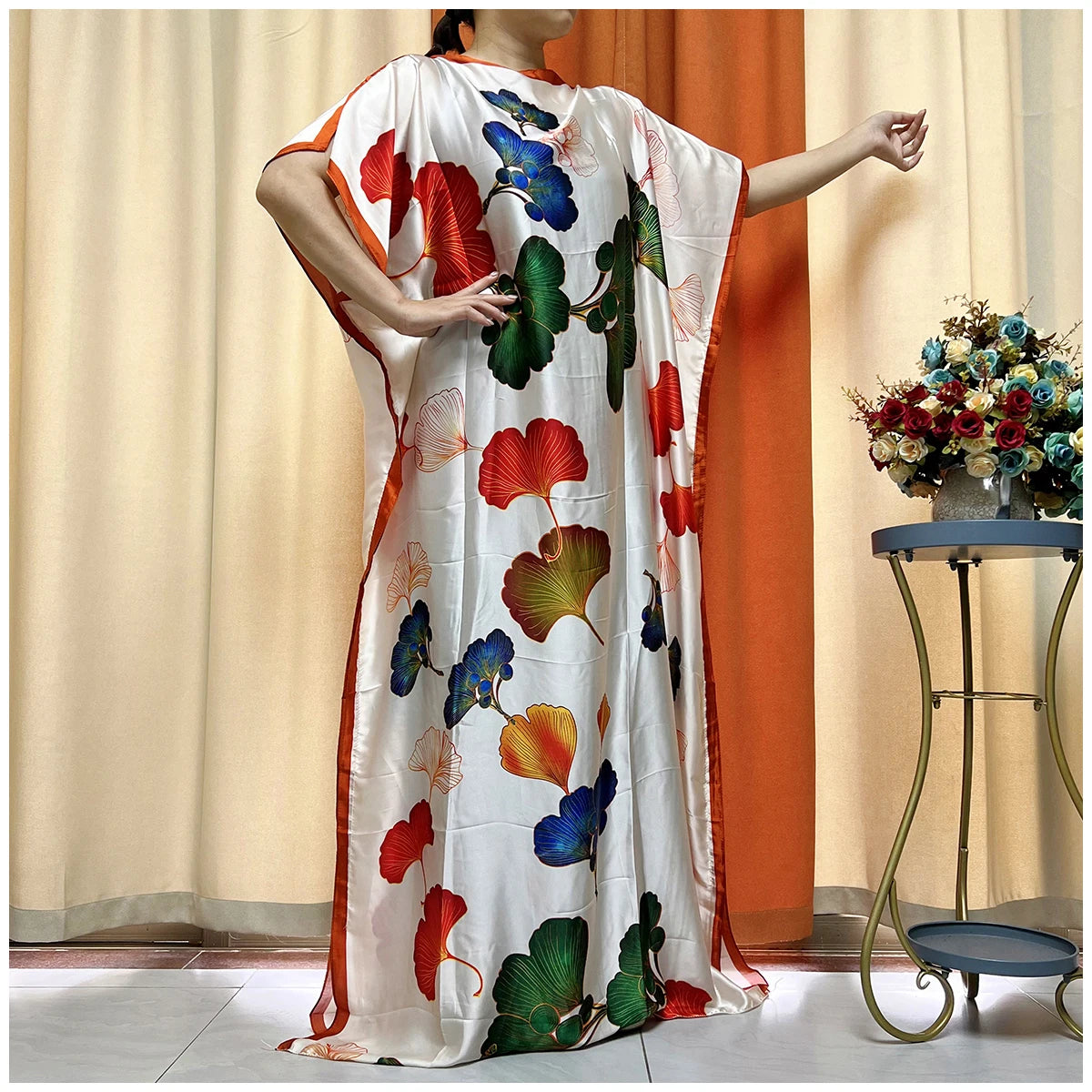 2024 Fashion Print Islam Turkey Loose Elegant Femme Robe New Silk Oversize African Women Clothing Dubai Dashiki Abaya Free Size