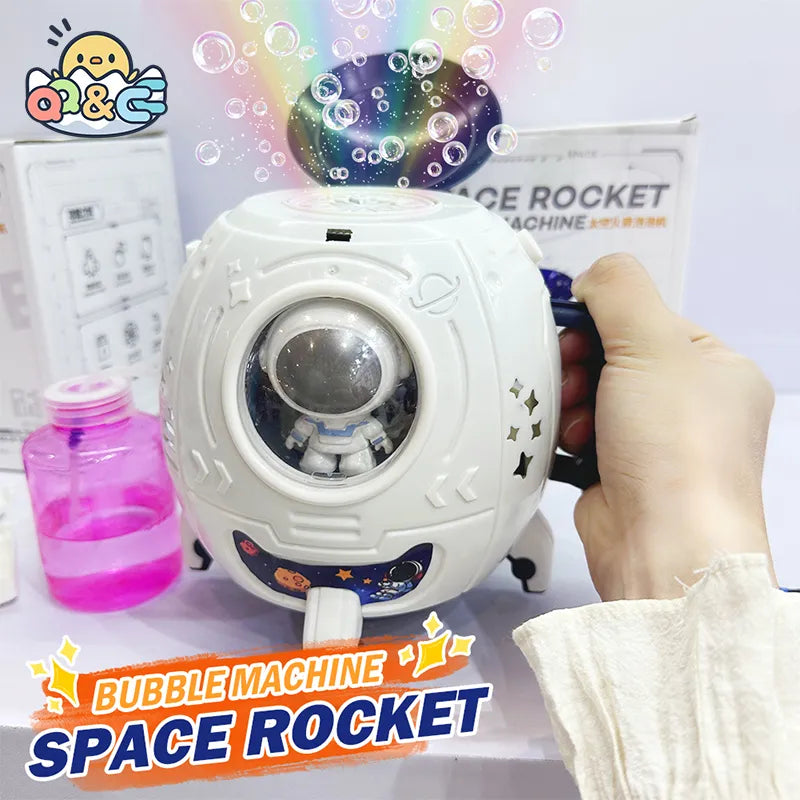 Automatic Bubble Machine Rocket Bubble Shape Blower Astronaut Pomperos Soap Bubbles Maker Electric Outdoor Toy Children Day Gift