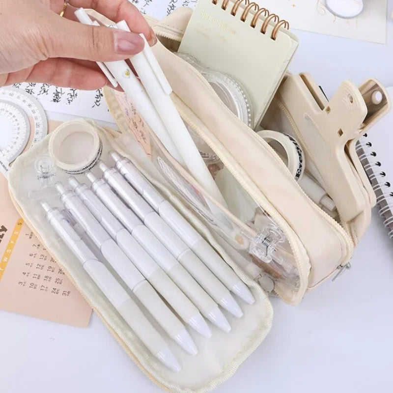 5 Layer Large Capacity Pencil Bag Transparent Pen Pouch Box Waterproof for Girls Back To School Supplies Cute Korean Stationery
