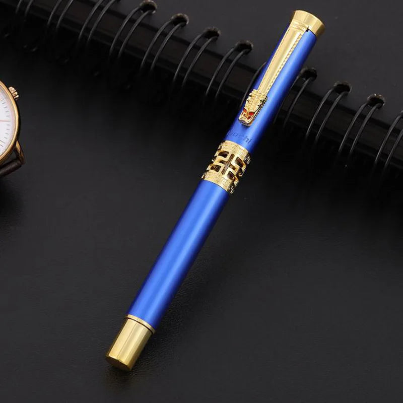 Luxury 707 Metal Fountain Pen Blue hollow out Sculpture Business Stationery Office Supplies Calligraphy Ink Pens New