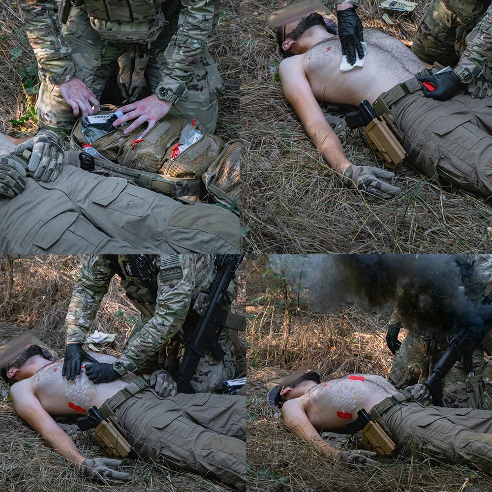 RHINO RESCUE Tactical Chest Seal Vented,Military-Grade Trauma Care for Combat Medics Chest Sealing Patch,IFAK Supplies