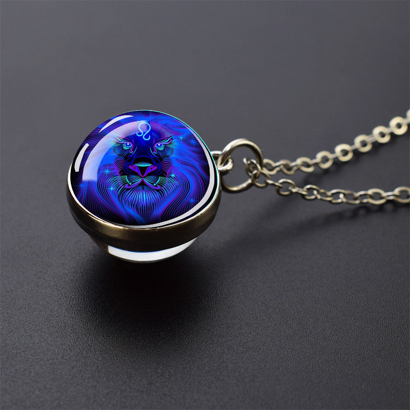 Luminous 12 Constellation Necklace 20mm Silver Creative