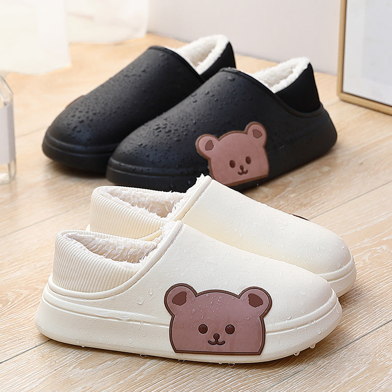 Cartoon Cute Bear Wearing Household Cotton Shoes Indoor And Outdoor