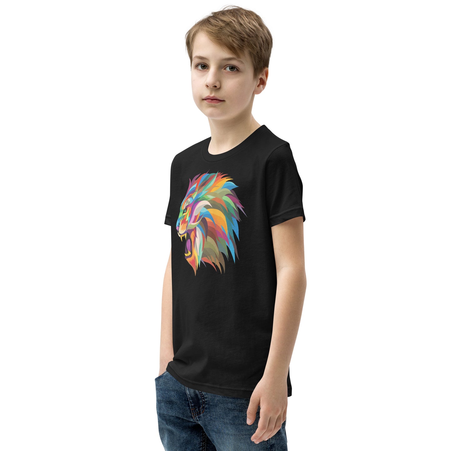 Colorful lion Youth Short Sleeve T-Shirt