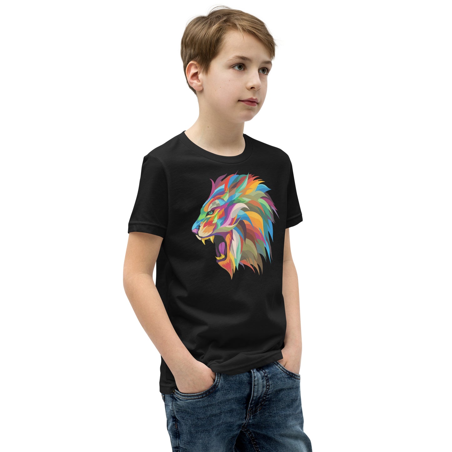 Colorful lion Youth Short Sleeve T-Shirt