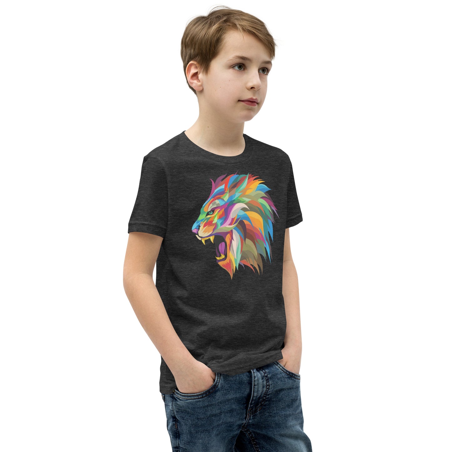 Colorful lion Youth Short Sleeve T-Shirt