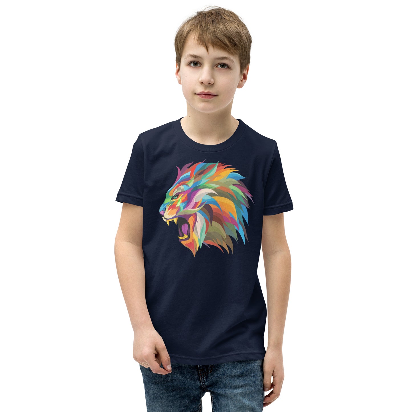 Colorful lion Youth Short Sleeve T-Shirt