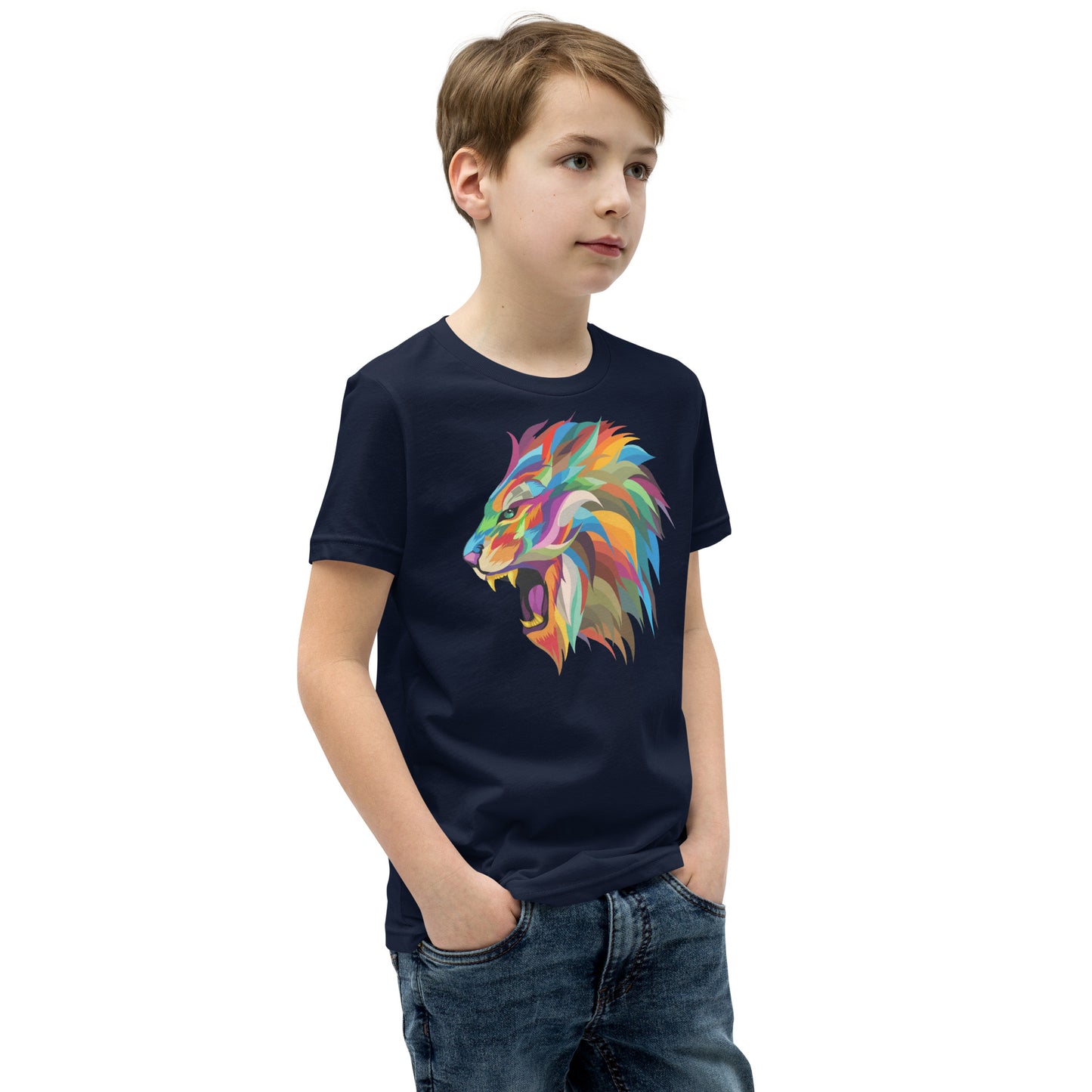 Colorful lion Youth Short Sleeve T-Shirt