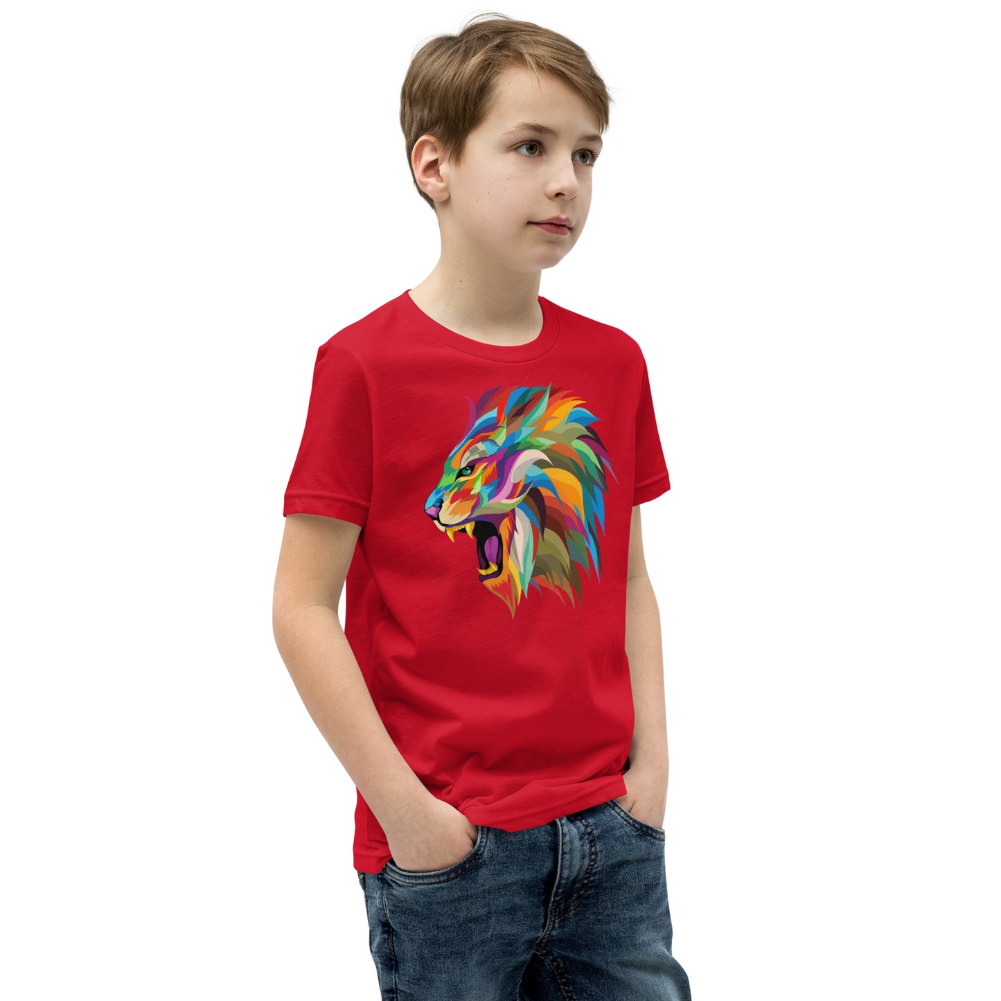 Colorful lion Youth Short Sleeve T-Shirt