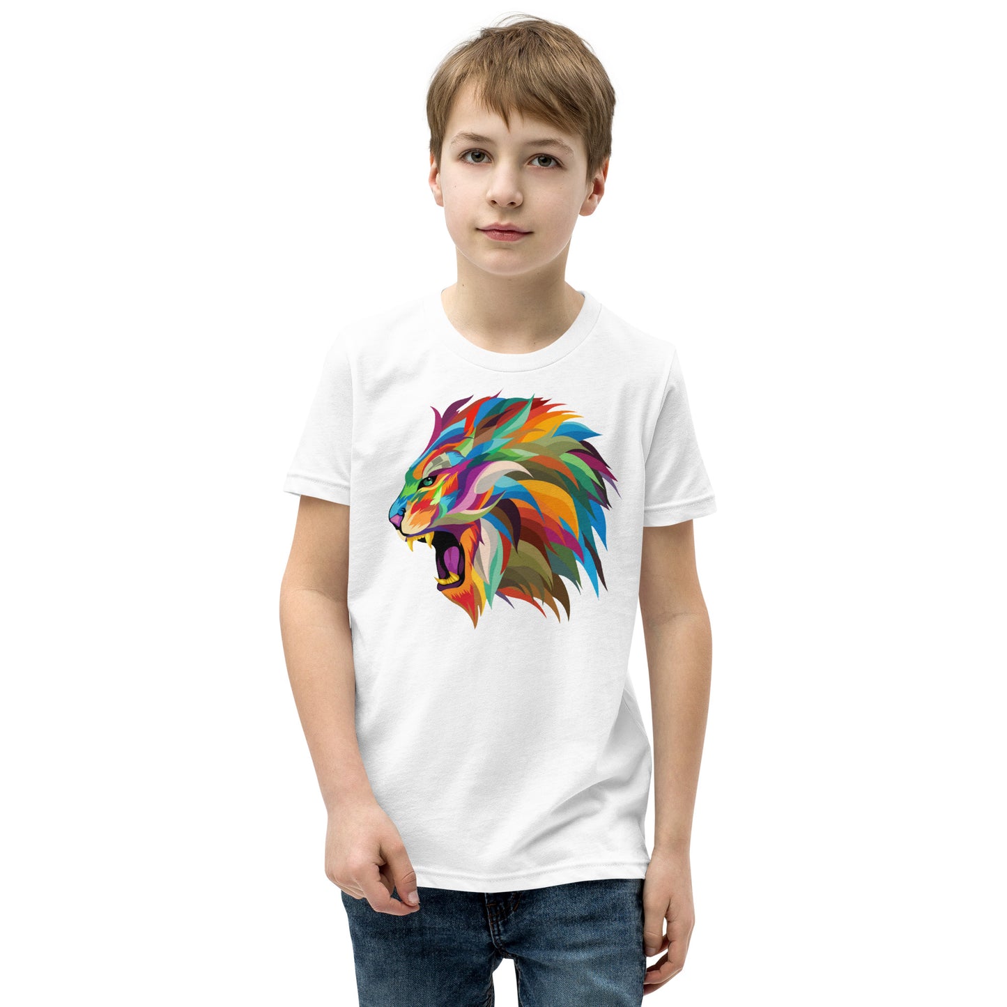 Colorful lion Youth Short Sleeve T-Shirt