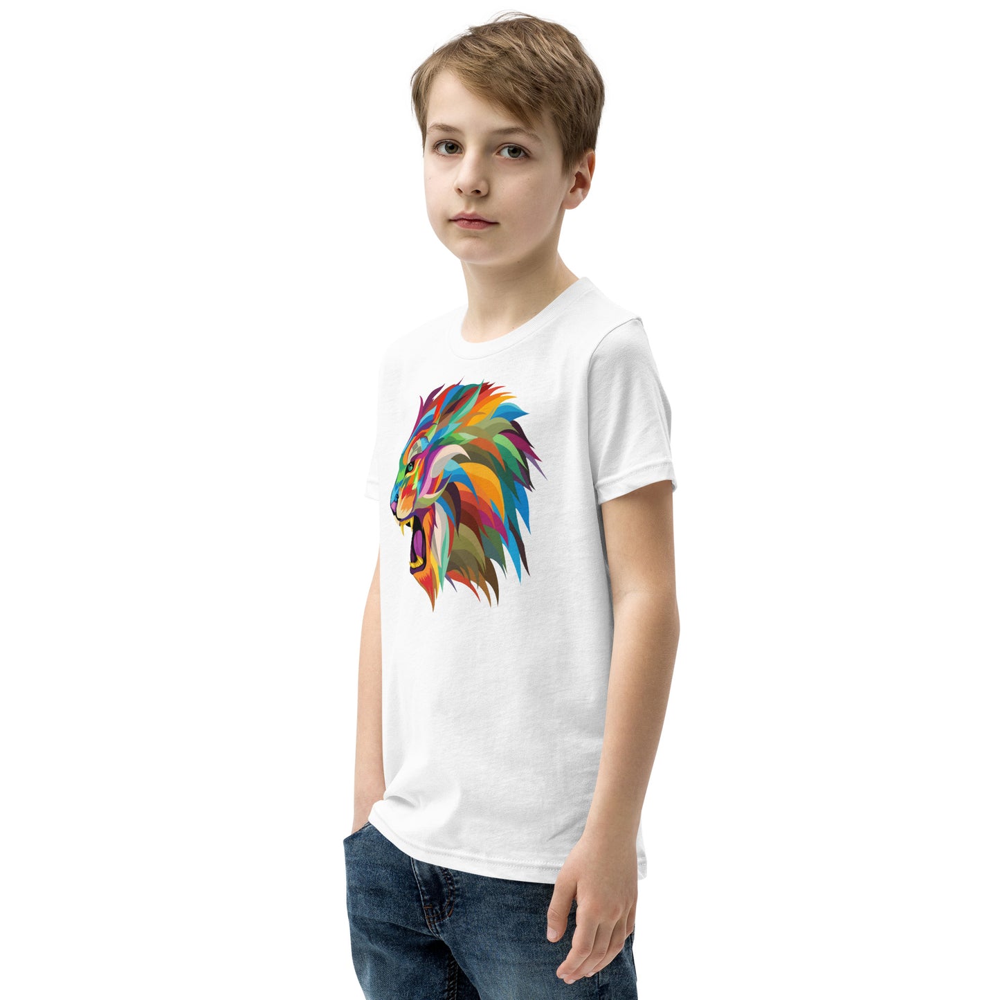 Colorful lion Youth Short Sleeve T-Shirt