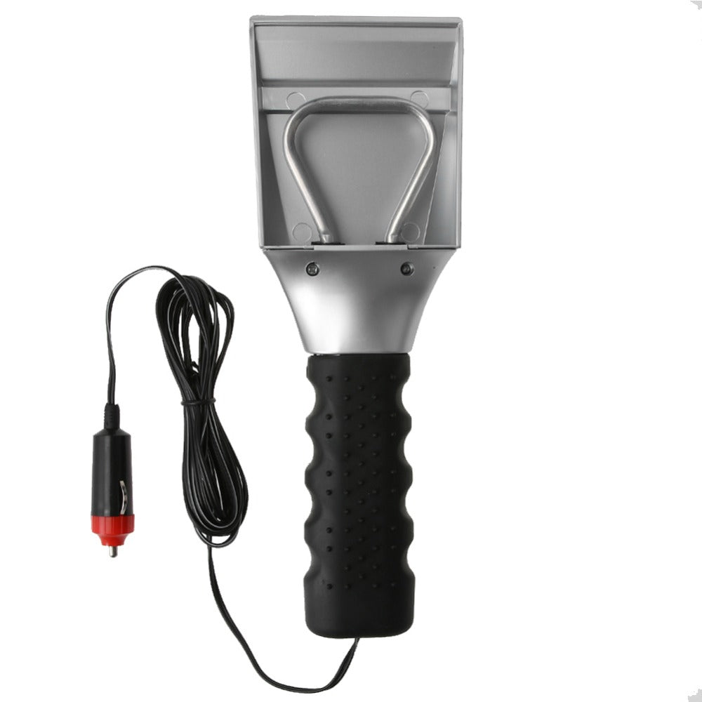 Heatable snow removal shovel for vehicle