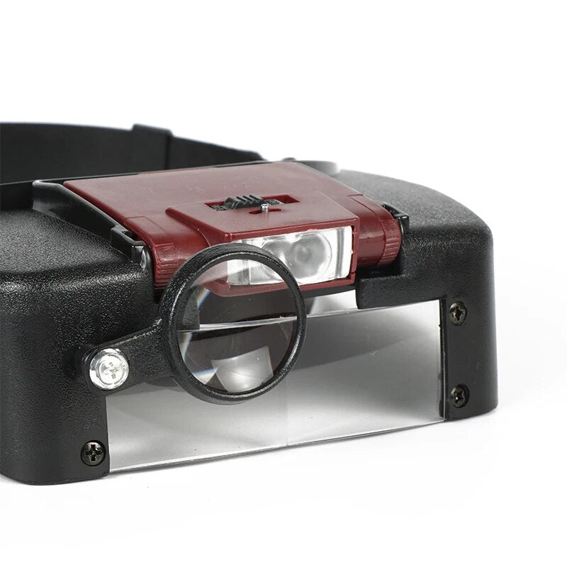 Helmet Style 10X Headband Magnifier Glasses Adjustable Size LED Magnifier Loupe Glasses For Repairing Watch Jewelry Reading