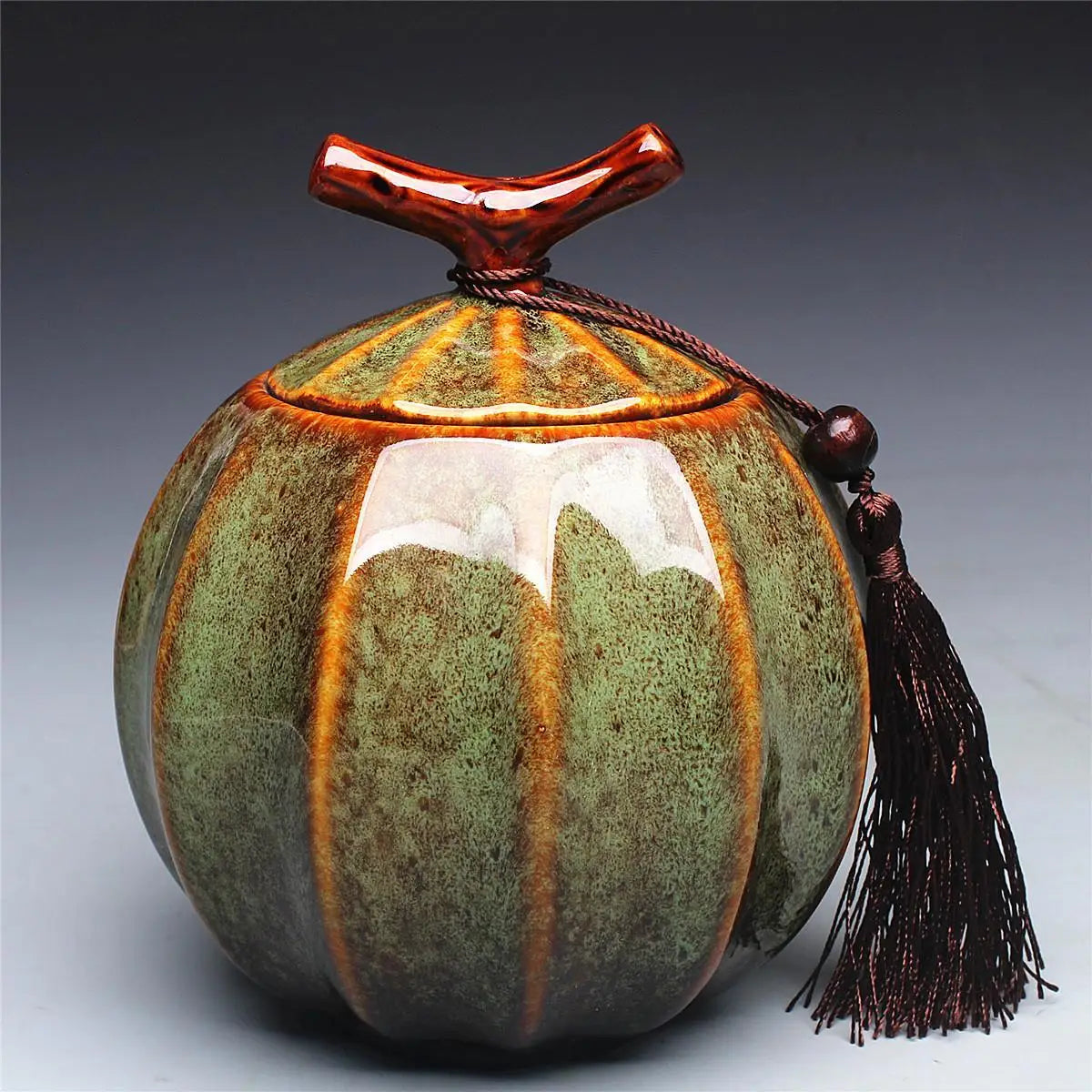 Pumpkin Style Tea Jar Ceramic Tea Barrel Black Tea Sealed Tank Storage Tank Puer Teacaddy 5 Color Optional Onsale